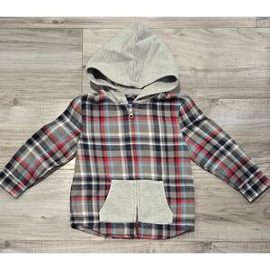 Andy & Evan Red Navy Gray Plaid Hoodie with Gray Hood